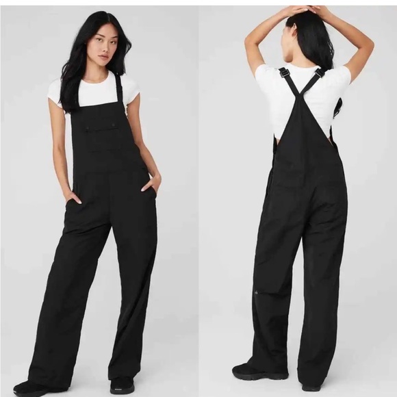 NWT Alo Yoga Monterrey Overalls Black Athletic Straight Leg Jumpsuit - Picture 1 of 16